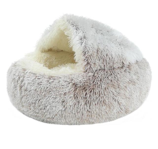 Snuggle into Comfort with the 2-in-1 Round Plush Dog and Cat Winter Soft Bed