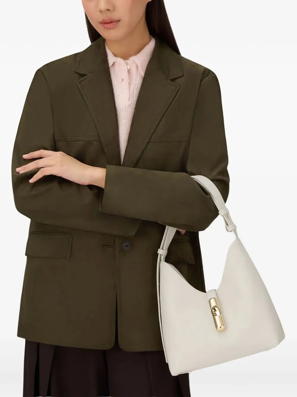 " GOCCIA" NIGHT CALF LEATHER SMALL HOBO BAG