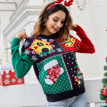 Women's  Long Sleeve Christmas Tree Snowflake Knitted Sweaters
